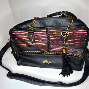 Vtg Womens Crossbody Purse Chains Punk Grunge Goth Y2K Halloween Vampire Bag BK